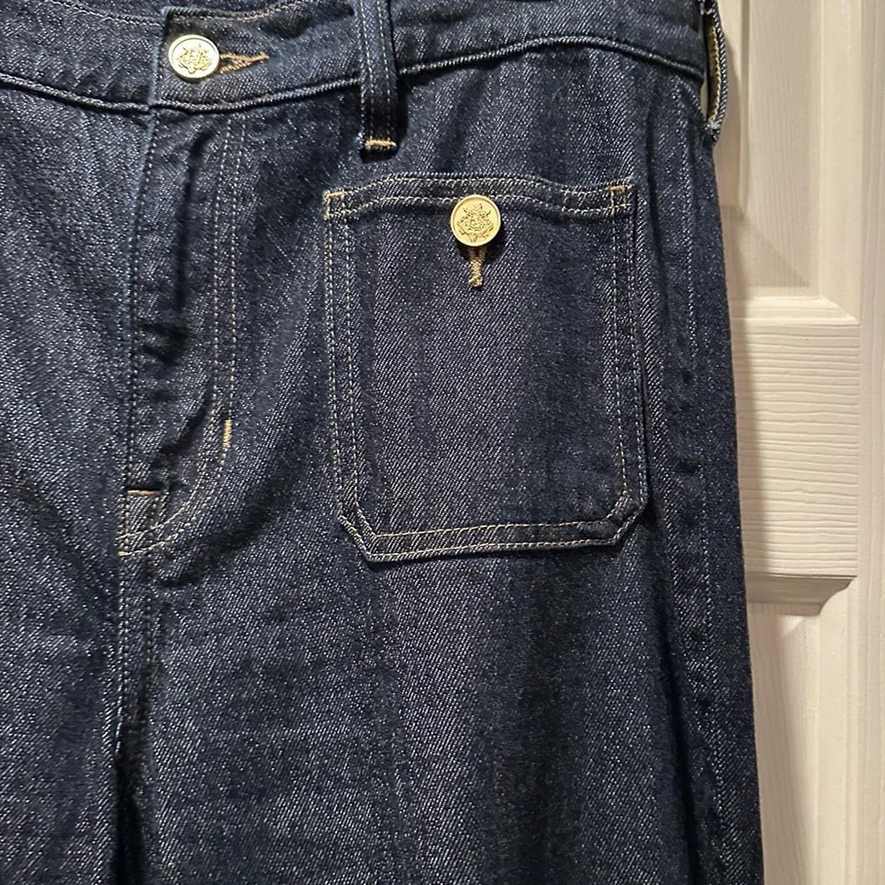 EUC J. Crew Dark Blue Wash Wide Leg Denim Trousers - Picture 2 of 5